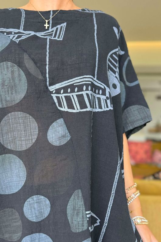 Made in Italy Praia da Marinha Pure Cotton Top Black